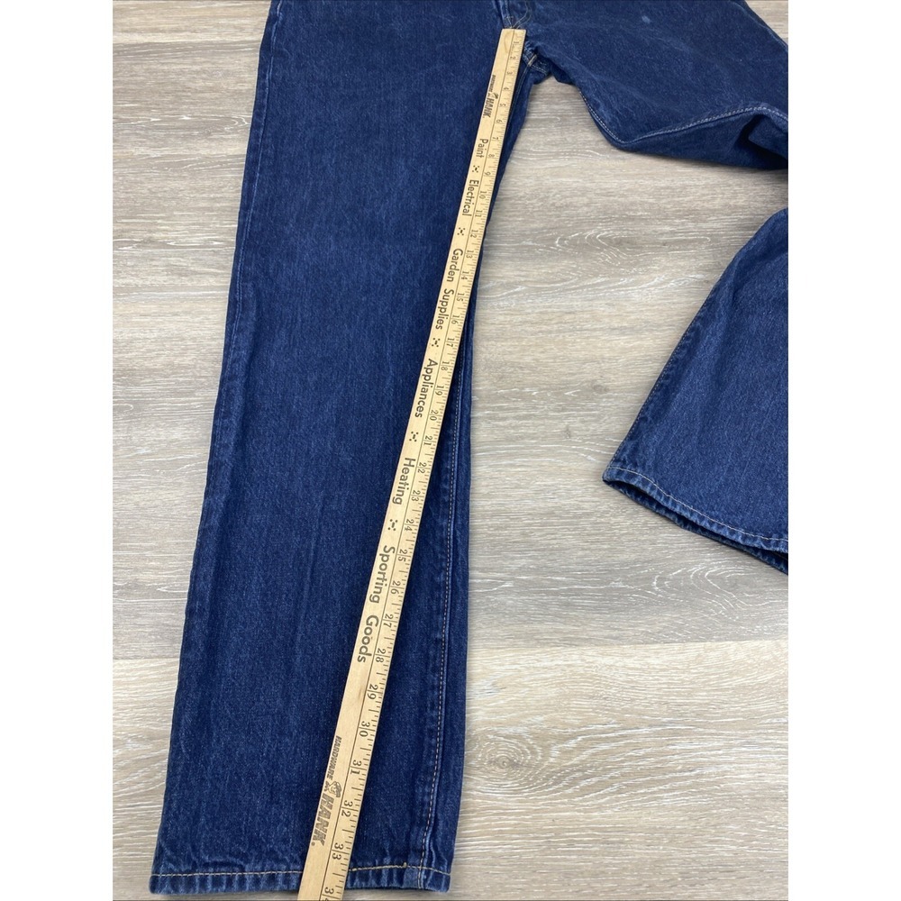 Levi's 501 Straight Leg Jeans Mens Size 38X34 Blue Denim Dark Wash Leather Patch - Picture 7 of 16